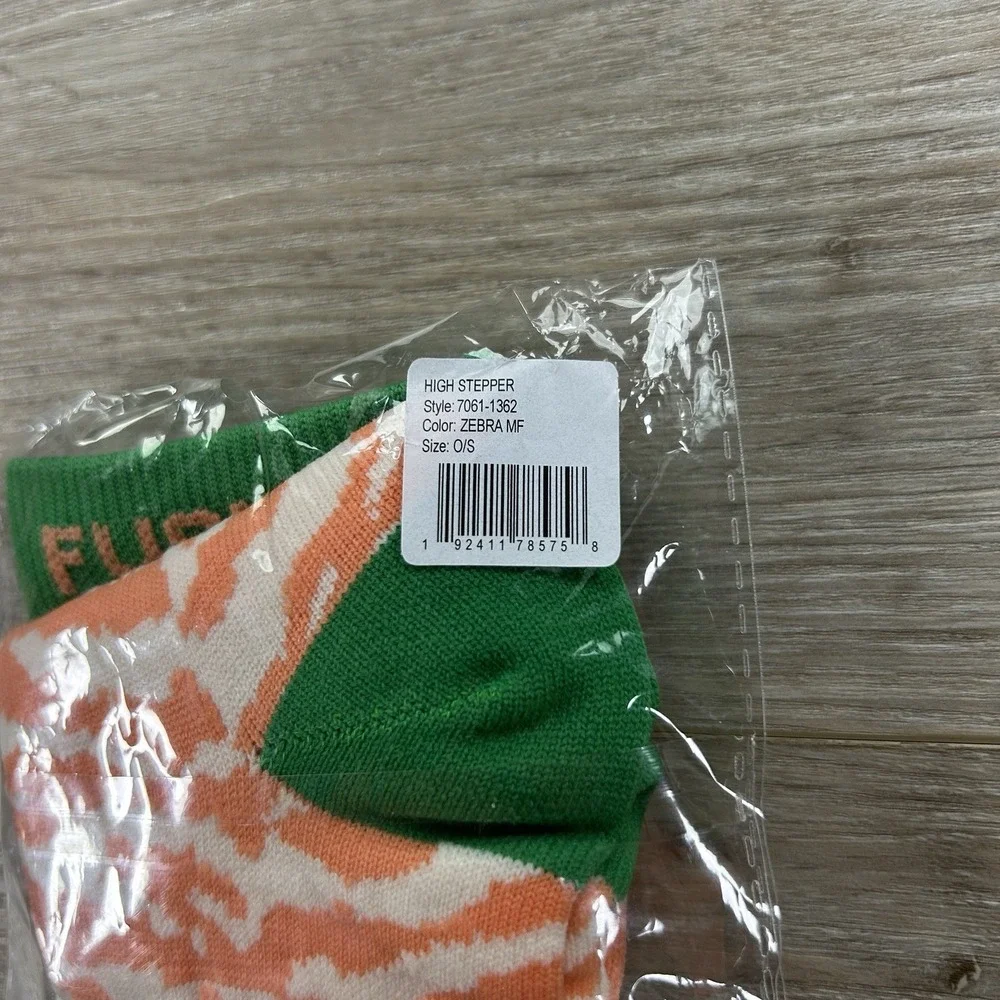 MOTHER Denim The High Stepper Orange Zebra Socks One‎ Size Fits Most